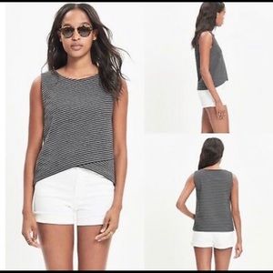 Madewell Striped Grey/Black Crossover Top  Small